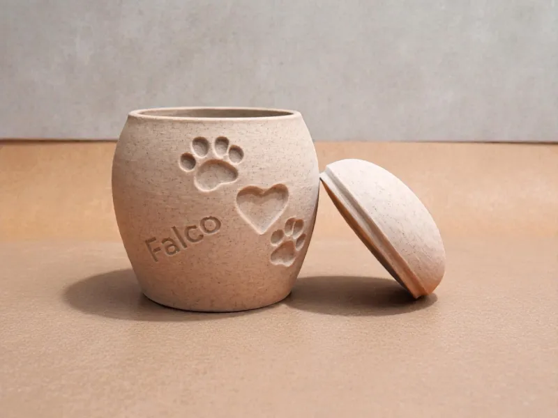 Calm Companion Herdenkingspot of Urn met Bewerkbare Tekst
