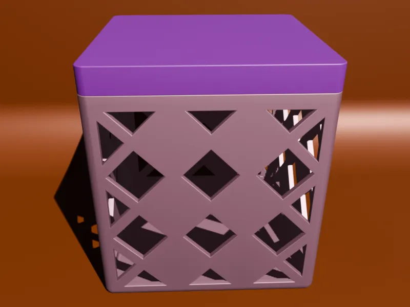 Curved Lattice Desk Organizer Box with Lid V3D ID-55