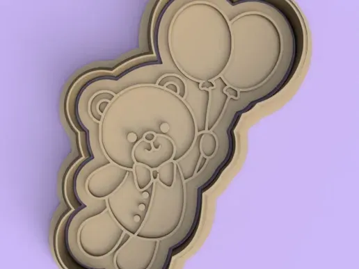 Teddy bear with balloons cookie cutter