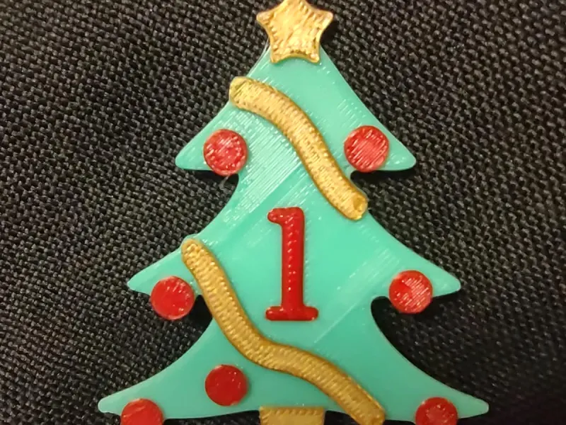 1 Cijfer - Kerstboom met Kerstballen, Slingers en Ster