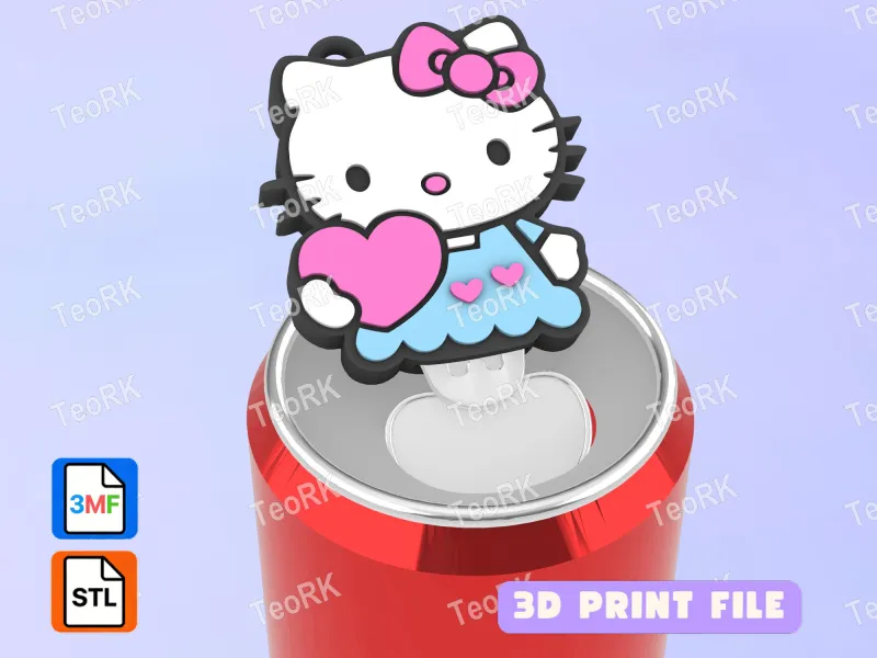 Soda Tab Opener Keychain HELLO KITTY IN LOVE