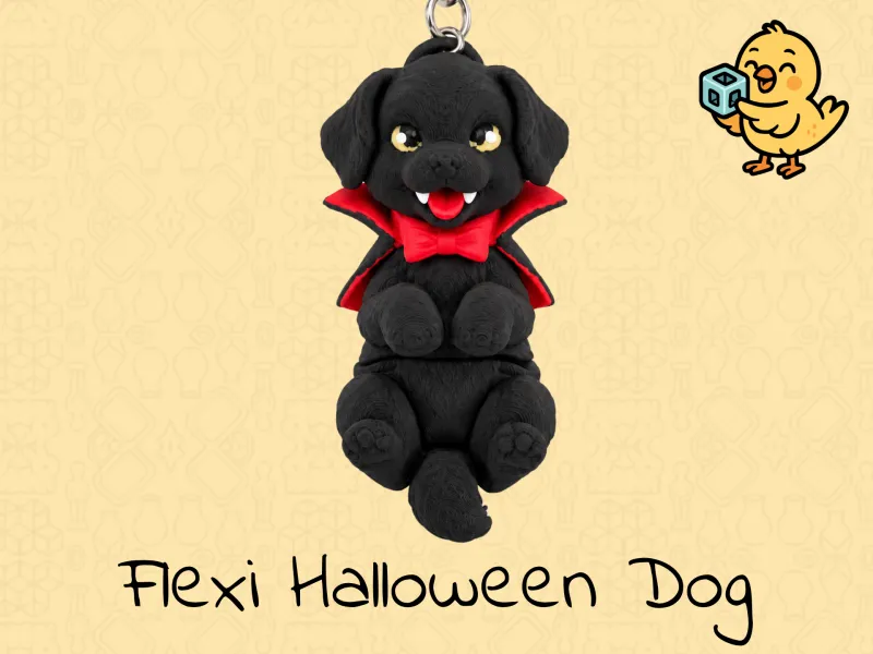 可愛いドラキュラ犬キーチェーン - 可動式フレキシハロウィンドッグ