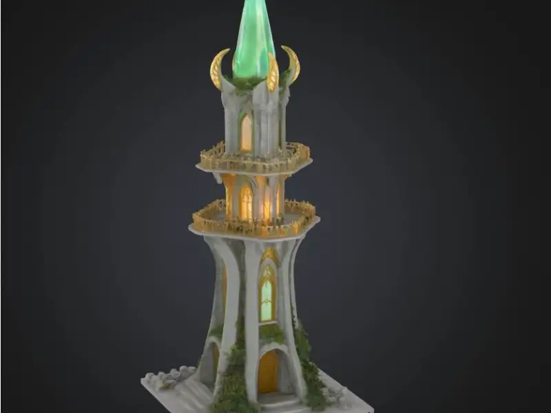 FREE elven spire tower with crystal of life game rpg