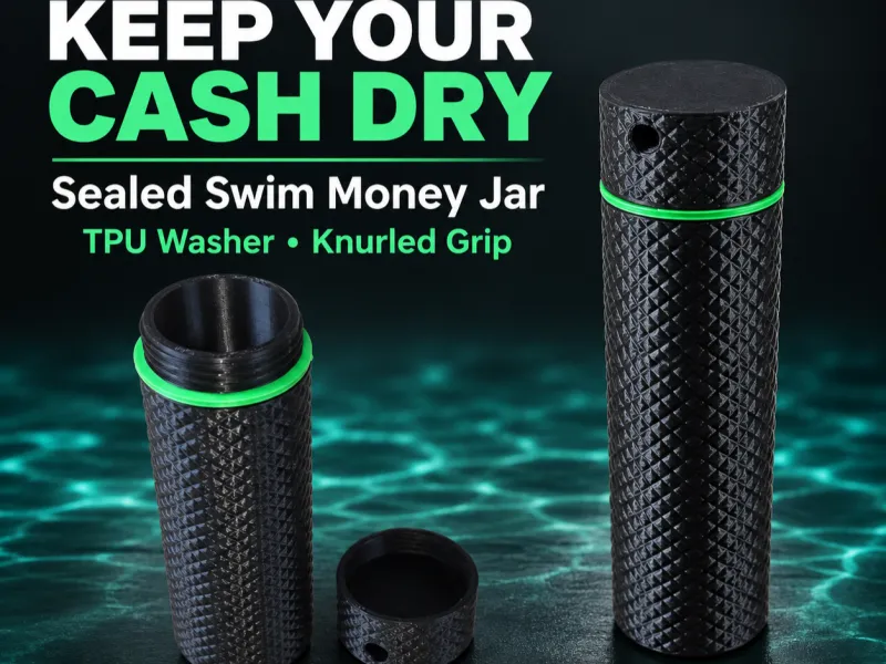 Sealed Swim Money Jar with TPU Washer & Knurled Grip
