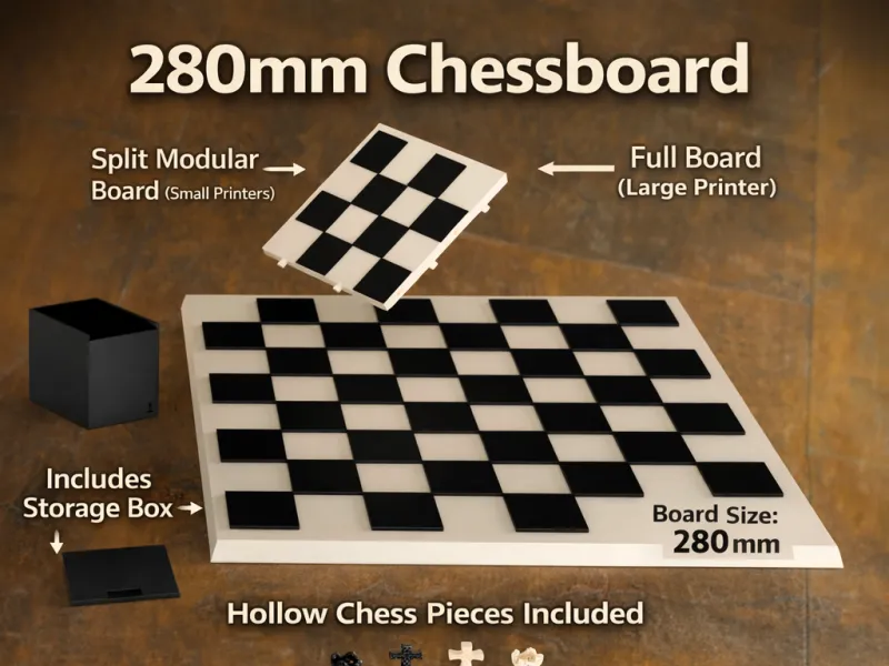 3D Multicolor Chess Set 280 – Full & Split Board Printable