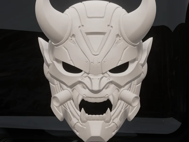 Cyberpunk Horned Cyber Oni Mask