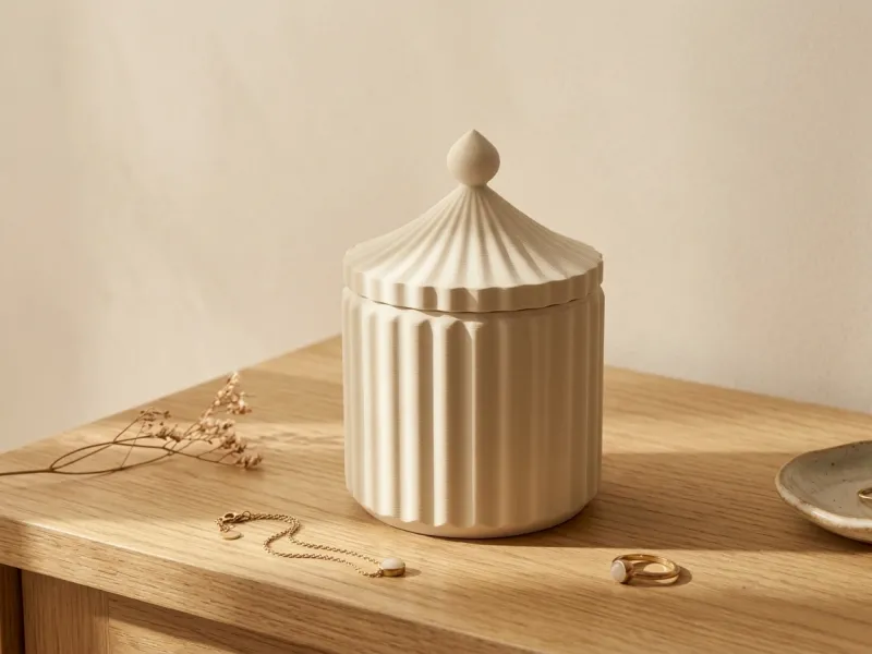 Joyero Elegante Akanalado con Tapa | Minimalist Ribbed Jewel