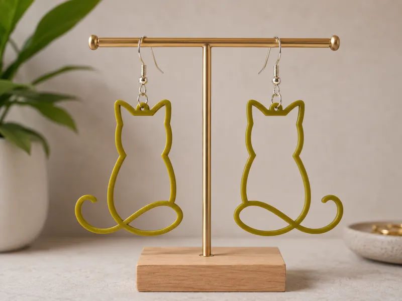 Brincos Gato Minimalista 3D