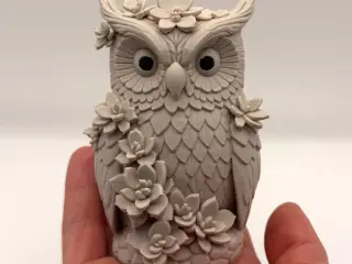 Flower Owl Figurine