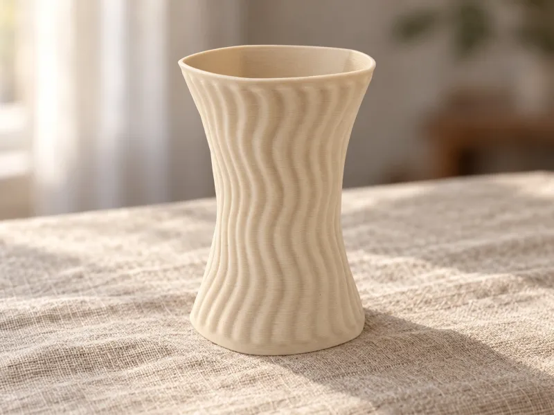 Fluted Hourglass Vase with Wavy Ribs