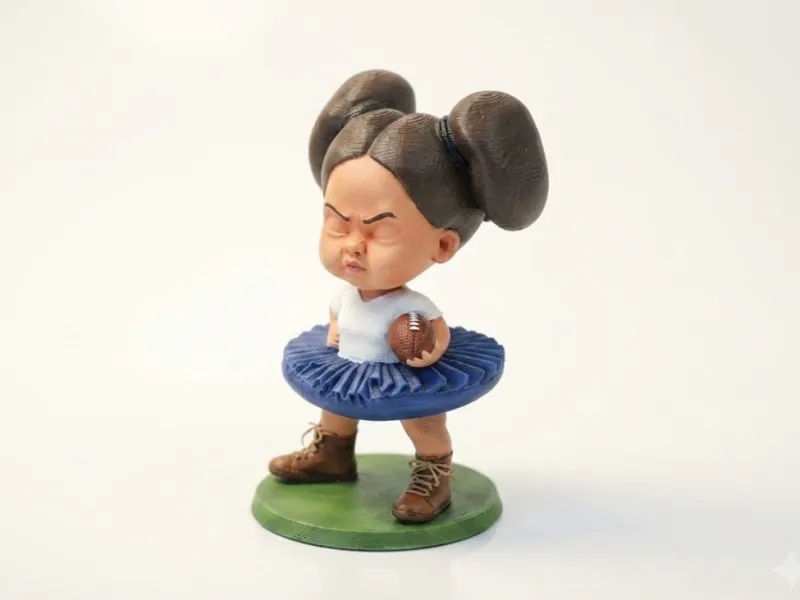 Estatueta 3D Imprimível de Garota de Futebol Furiosa