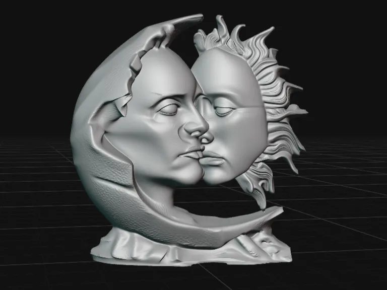 Sun and Moon Lovers Sculpture – Celestial Romantic