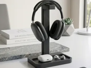 Minimalist Dual-Purpose Headphone Stand & Desk Organizer