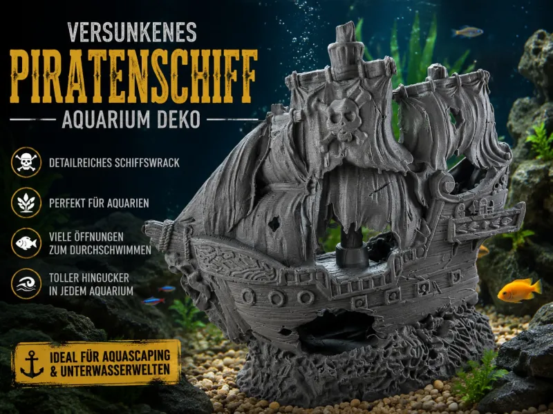 Versunkenes Piratenschiff – Aquarium Deko / Schiffswrack