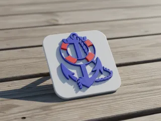 Multicolor 3D Printed Nautical Logo - Anchor & Lifebuoy Asse