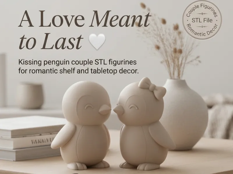 Kissing Penguin Couple, Cute Figurines, Romantic, Home Decor
