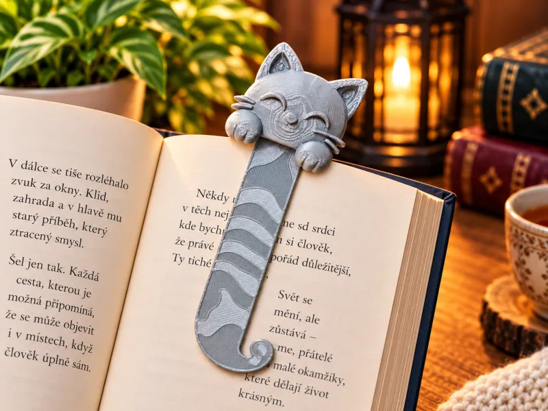 Marcapáginas de gato lindo - Adorable gatito colgando de un libro