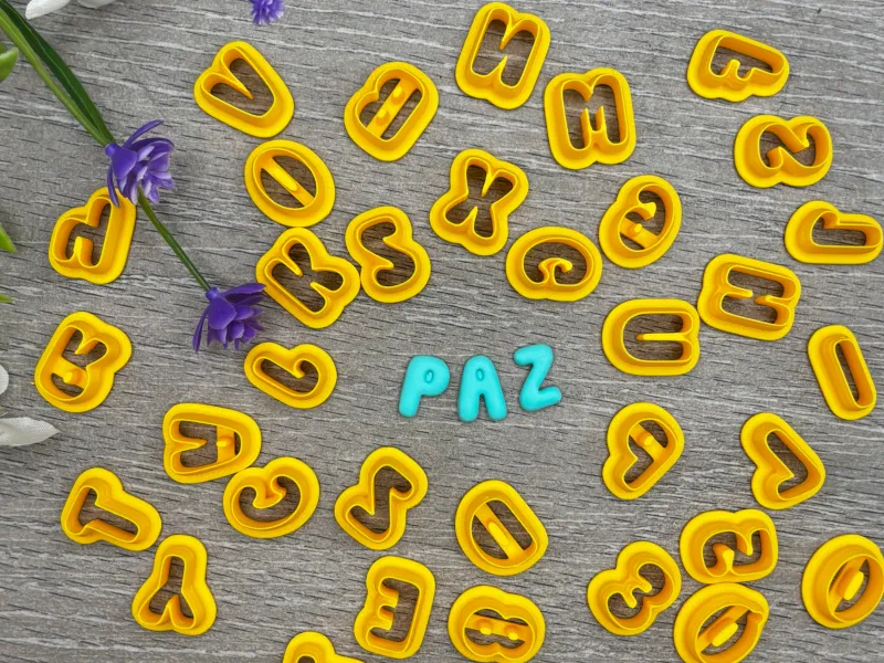 BUBBLE ALPHABET & NUMBERS POLYMER CLAY CUTTER STL — 15MM