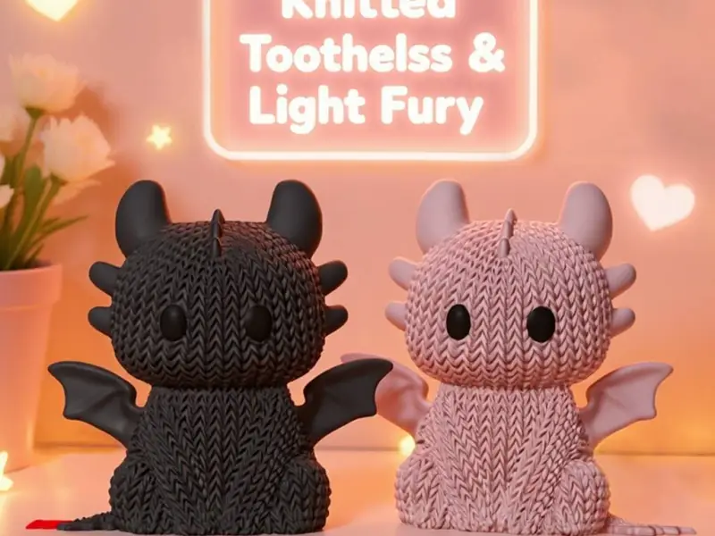 How to train your Dragon Toothless & Light Fury knitted