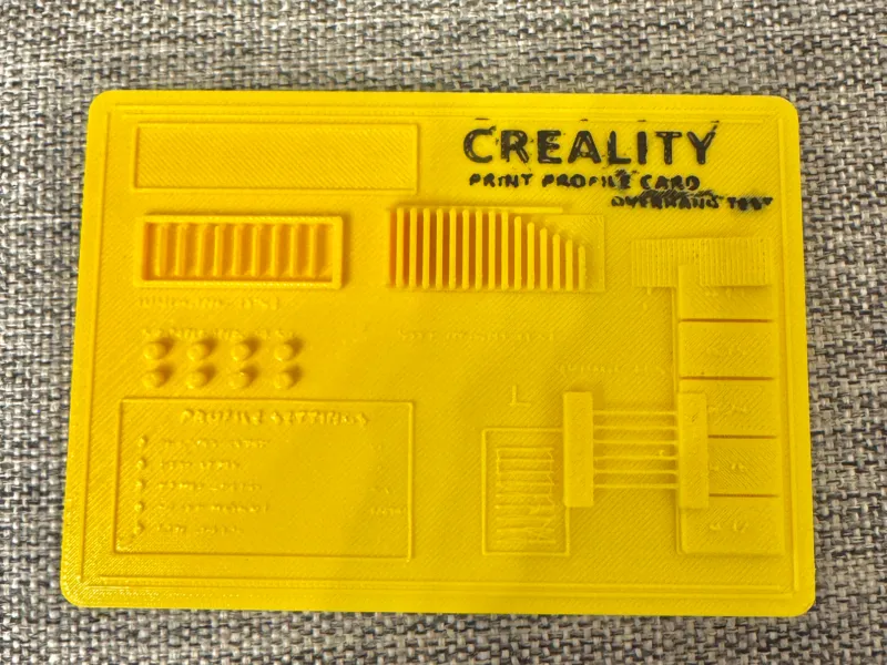 Creality Print Profile Card – Filament Test & Calibration