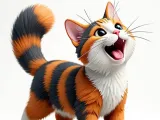 4043 Laughing Kitten 3D-Printed Minimalist-Style Statue STL-0