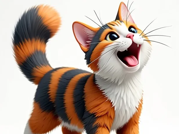 4043 Laughing Kitten 3D-Printed Minimalist-Style Statue STL