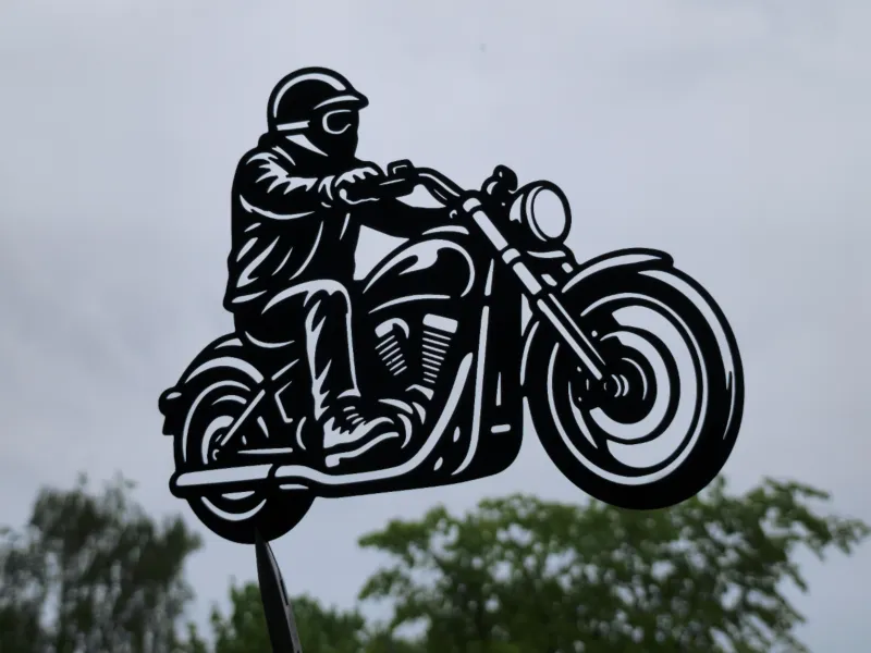 Motorradfahrer 2D Wandkunst