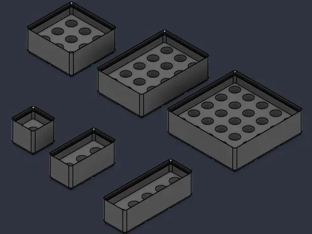 Stackable gridfinity boxes for ER16 collets