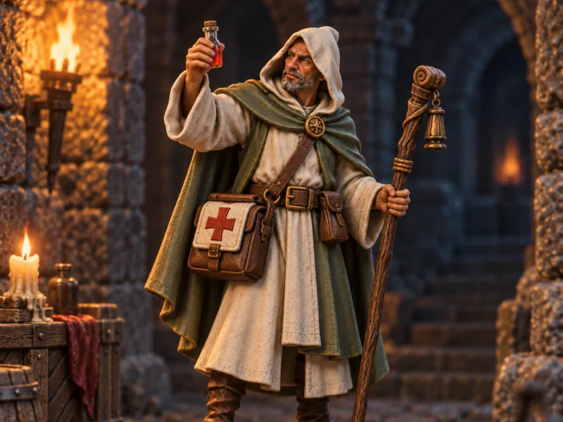 donjon Healer for RPG or Tabletop, 54 mm scale