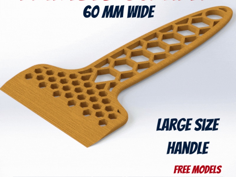 Printbed scraper, putty knife, L 60mm, honeycomb design