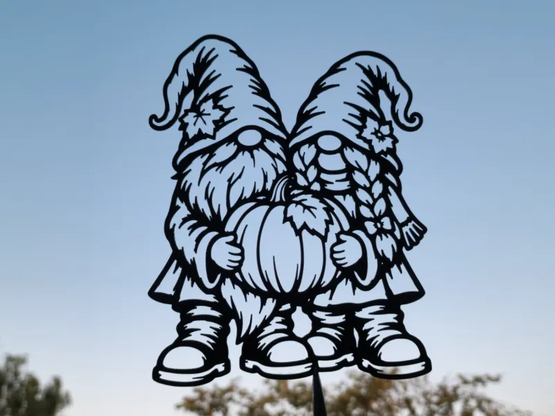Herbst-Wichtelpaar Kürbis-Wandkunst