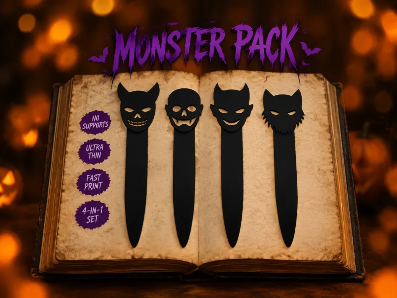 Gothic Monsters Bookmark Pack - 4-in-1 Spooky Halloween Set