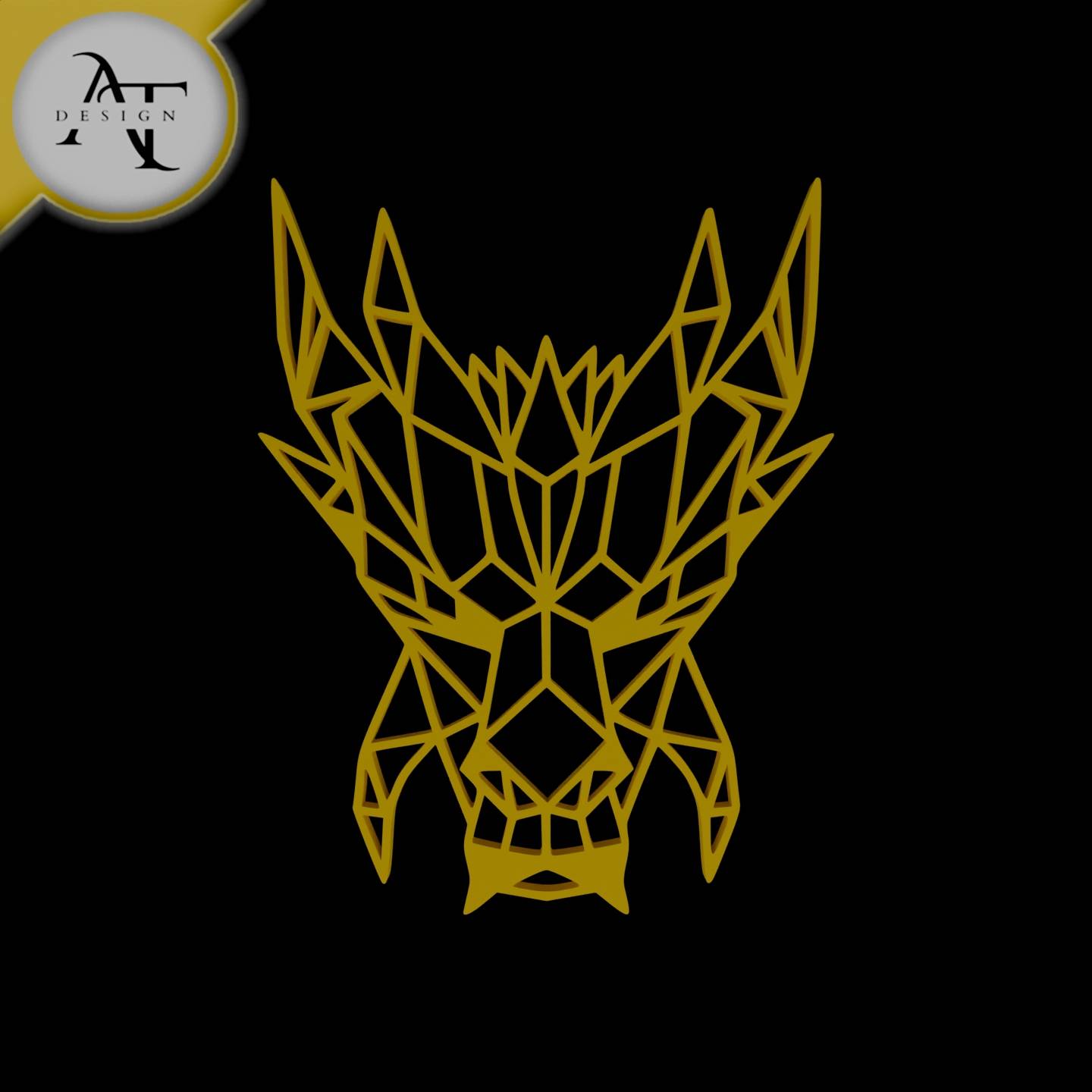 Dragon Head - Geometric - 2D Wall Art Decor