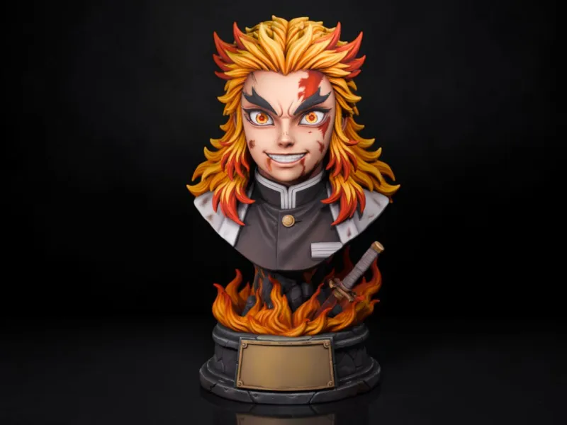 Kyojuro Rengoku Bust STL | Demon Slayer 3D Print Sculpture |