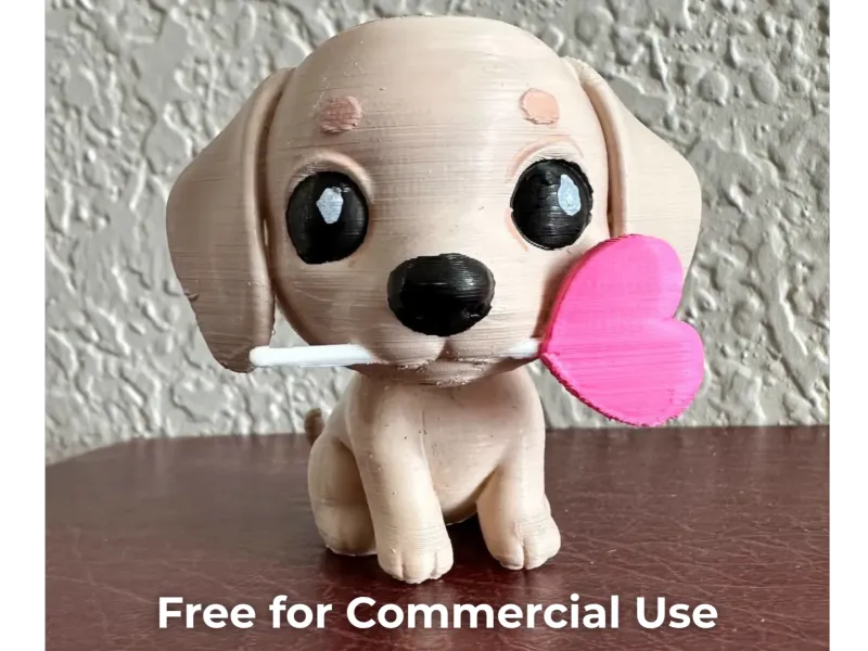 Puppy with Heart-Shaped Lollipop