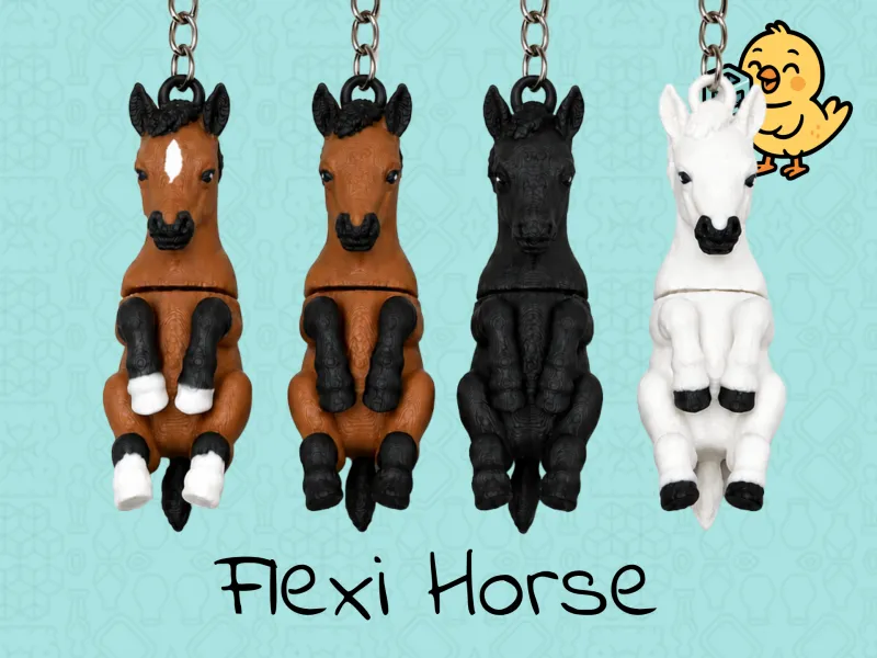 Joli porte-clés en forme de cheval – Jouet flexible poney articulé