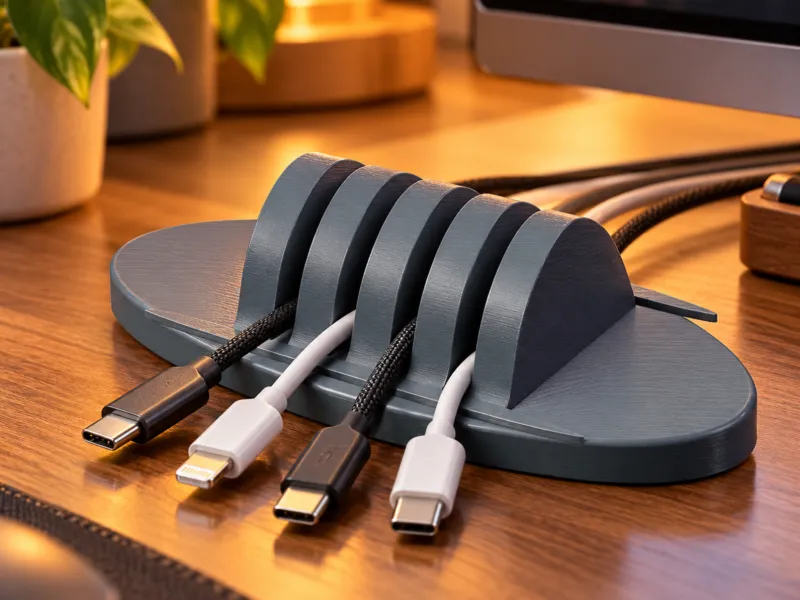 CABLECOVE – منظم كابلات سطح المكتب بخمسة تموجات وأربع فتحات مفتوحة