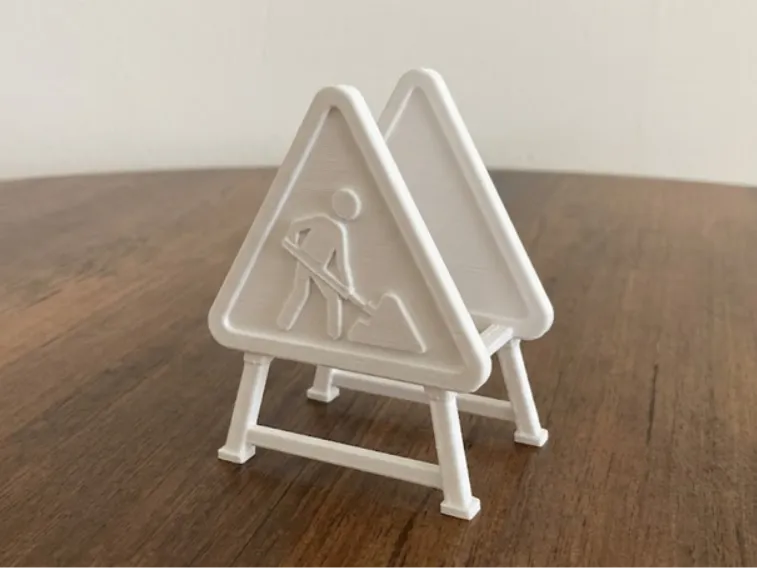 Road Works Sign - Decorative Construction Model