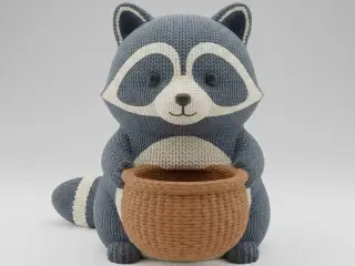 Knitted Raccoon Basket Friend – Noah0x03