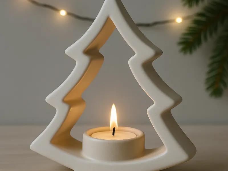 Minimalist Ceramic Christmas Tree Candle Holder