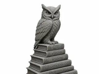 Owl on books