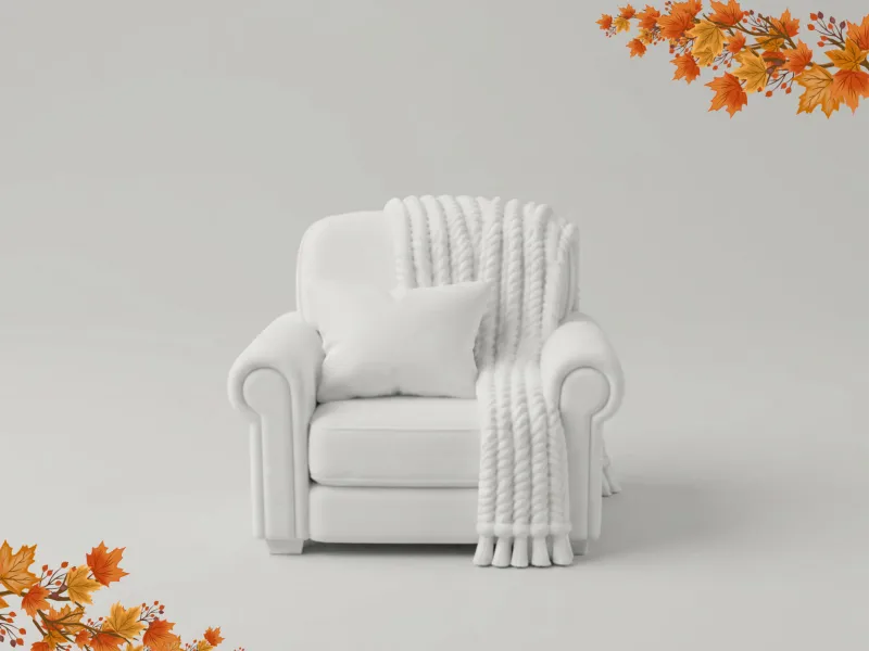 Cozy Armchair with Blanket 3D Model