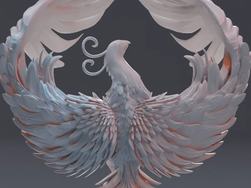 Majestic Phoenix Wingspan Sculpture - High Detail 3D Print