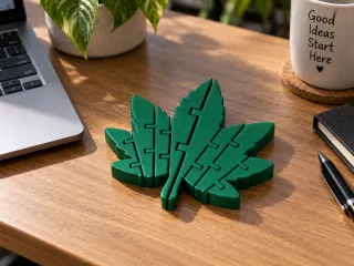 Flexi Green Leaf Articulated Botanical Fidget Toy 2or1 Color