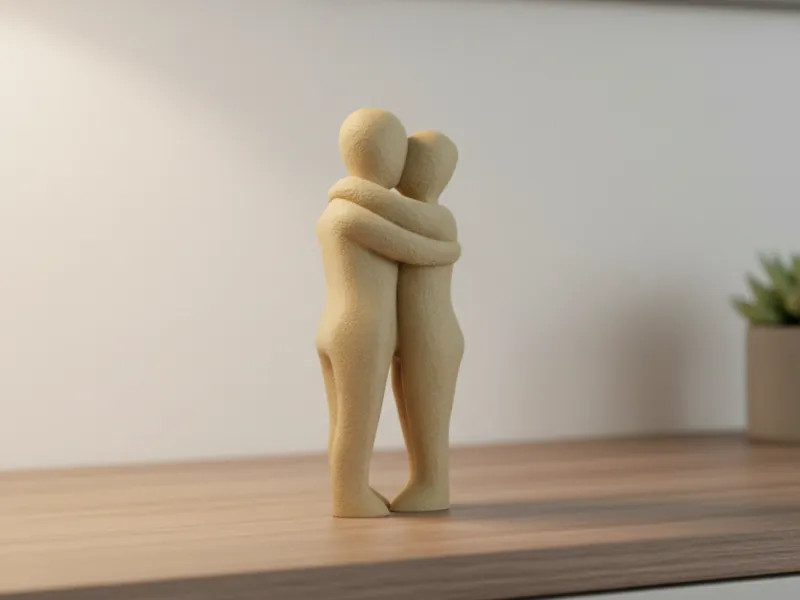 Minimalist Embracing Couple Sculpture