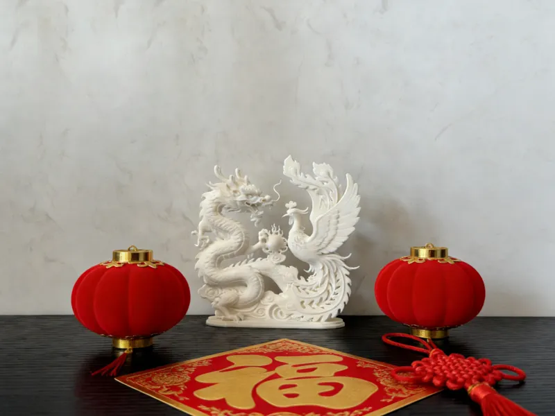 Chinees Nieuwjaar Draak en Feniks Brengen Voorspoed Ornament