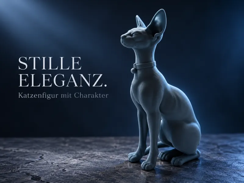 Elegante Katzenfigur mit großen Ohren und Halsband