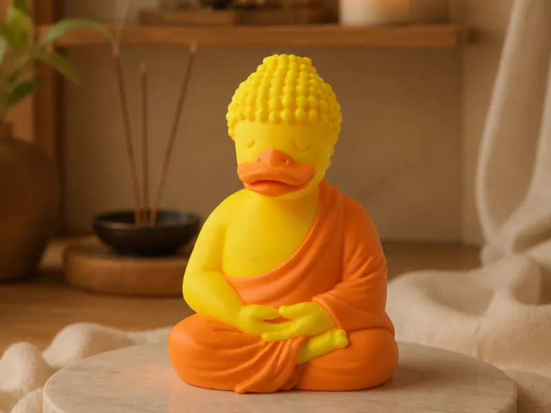 Anatra Buddista - Statuetta eccentrica di anatra in meditazione