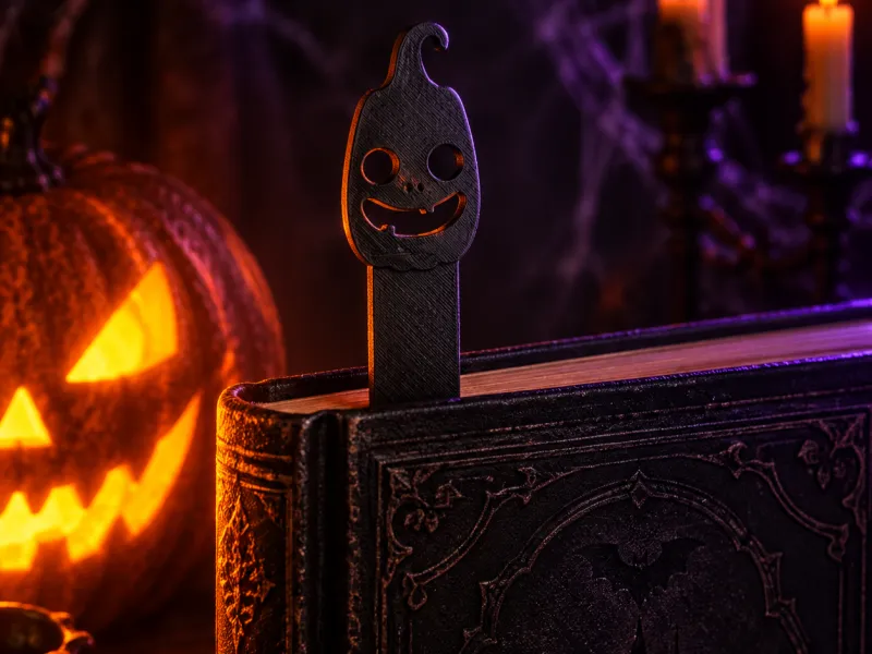 Marcador de Página de Abóbora com Sorriso Bobo - Edição de Halloween