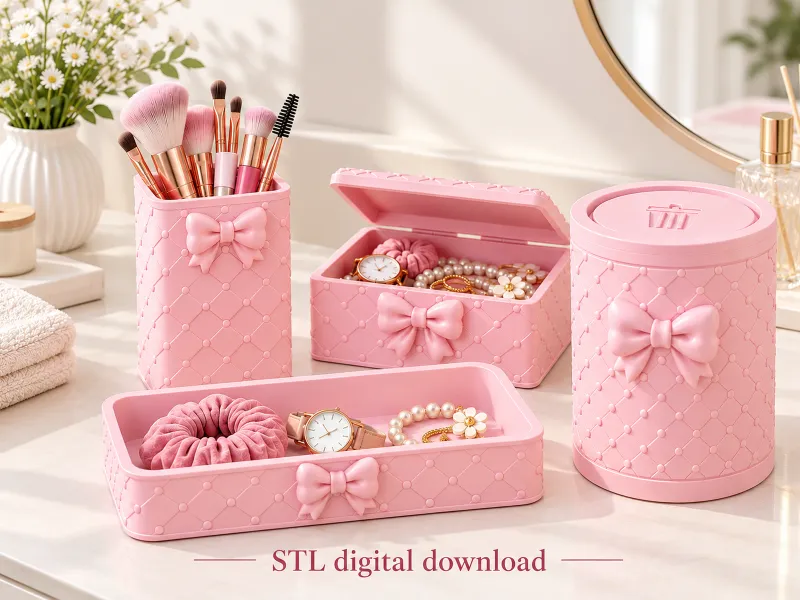 Vanity Organizer Bundle – Jewelry Box, Brush Holder & Storag